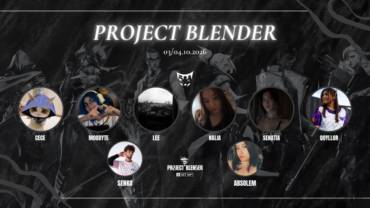 HLX_esport's tweet photo. 🖤Notre roster Valorant GC participera au @ProjectBlender_ 🖤

💨 @cece_vy — Smoker
🛡️ Lee — Sentinel
⚔️ @naliaVLR  — Duelliste / Capitaine
💥 @Senatiaaa  — Flex
🎯 @Qoyllorr  — Reveal / IGL

🤍 @Moodyte_ — Sub

@Senko898 — Coach
@Abs0lem_0 — Manager https://t.co/9M1suxcN5i