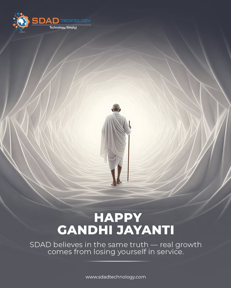 SdadTechnology's tweet photo. On this Gandhi Jayanti, let us remember Mahatma Gandhi’s timeless values of truth, peace, simplicity, and selfless service. May his teachings continue to inspire us to create a better tomorrow. 🕊️✨

#GandhiJayanti #MahatmaGandhi #TruthAndPeace #SelflessService #sdadTechnology https://t.co/X2NmWVLw3t