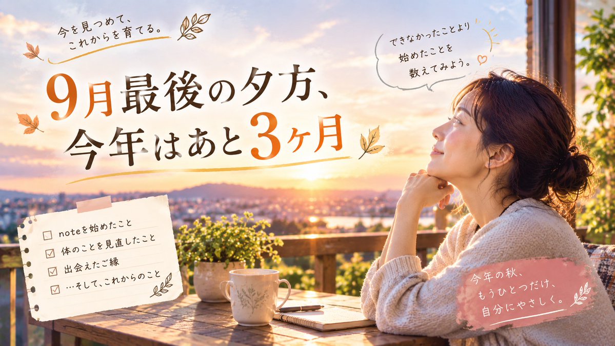 marina_phn's tweet photo. 9月最後の夕方、今年はあと3ヶ月｜yuka.phn @marina_phn https://t.co/O673ubSugJ 

#秋晴れ 
#更年期 https://t.co/LEpR2KsSy5