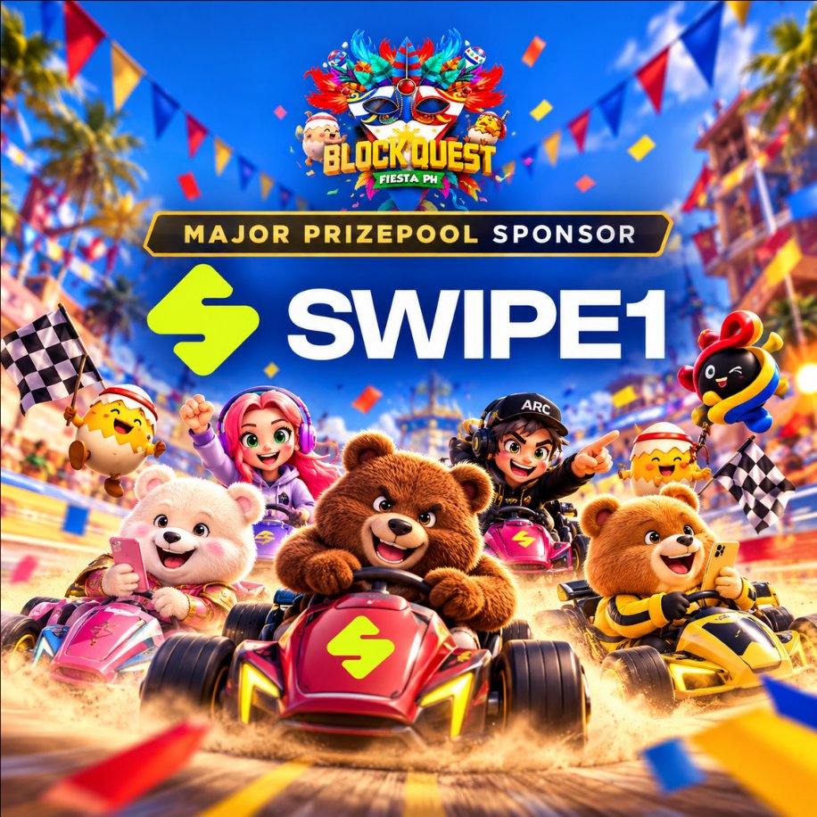 blockquestph's tweet photo. THE RACE FOR REWARDS IS ON! 🔥
BlockQuest Fiesta PH 2026 just got even bigger as we officially welcome @Swipe1official  as our Major Prizepool Sponsor! 🏆
Expect more excitement and quests
Stay tuned. Prizepool reveal coming soon. 👀

#BlockQuestFiestaPH #BQFPH #BQF2026 #Swipe1 https://t.co/8AwPWBoF3n