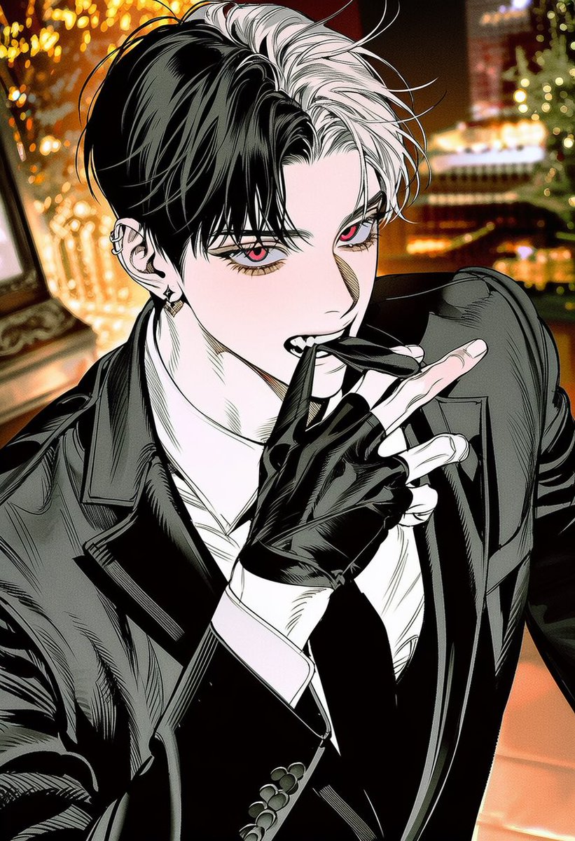 noeul_zzix's tweet photo. 네가 벗기게?,

upper body, waist-up,

4::elegant black tailored suit::,
black suit jacket, crisp white dress shirt,
slightly loosened black tie,
sharp formal styling,

5::black fingerless gloves::,
5::biting the edge of one fingerless glove with his teeth::,
4::pulling the glove off with his mouth::,
gloved hand raised near the lips,
fabric stretched slightly between teeth and fingers,
other hand relaxed,

calm confident gaze,
slightly tilted head,

dark luxurious lounge interior,
dim warm lighting, blurred city lights,
dark wood and leather furniture,

editorial fashion photography,
dramatic lighting, upper body composition,

-4::full body, gloves completely removed, winter gloves, boxing gloves::
