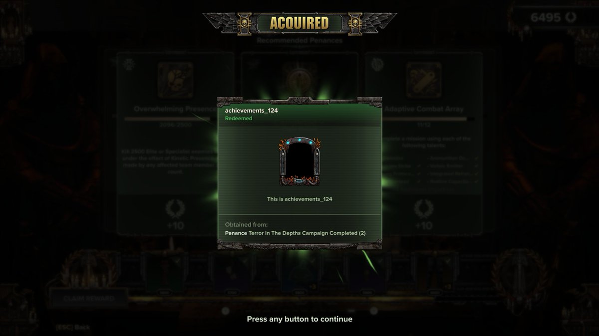 RealAsianRobot's tweet photo. @Darktide40K 

Ah yes, I have done achievement 124 and 125 😂

I know, I know, typical new update text bug, but it was funny for me! https://t.co/fbEkmi9Ptk
