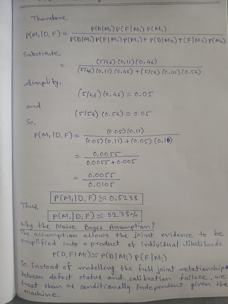 techaurchai's tweet photo. Building the foundations of AI/ML, one equation at a time.

Currently working through my AI/ML coursework and solving Bayes Theorem problems the old-school way — pen and paper.

With all the AI tools available today, manually working through the math still hits differently. https://t.co/pjlEqzDFNi