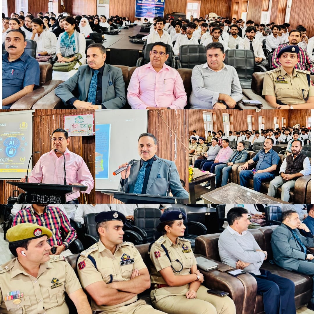 JK4C_Cyber's tweet photo. M.Y. Kichloo-IPS, SSP (ADM) &amp; Cyber Operations Wing, JK4C, in coordination with District Police Doda, organised a Cyber Awareness Programme at GDC Bhaderwah, with special focus on AI-enabled cyber crimes. @Cyberdost https://t.co/dx3xsRTzlo