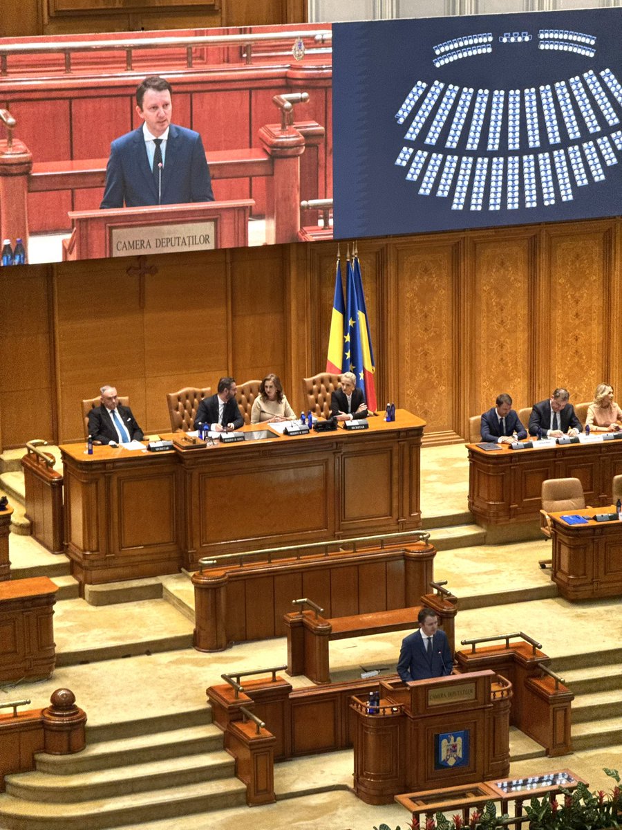 SMuresan's tweet photo. A European Romania is a strong Romania. 🇷🇴🇪🇺

We know what isolation means. Under communism, Romanians could not travel freely or speak their minds. The state controlled almost every aspect of their lives.

EU membership gave us the freedom to live, work and study across Europe, and rules that empower citizens.

Today, as Prime Minister-designate, I am presenting our vision in the Romanian Parliament: a modern state that serves its citizens and a strong Romania at the heart of Europe.