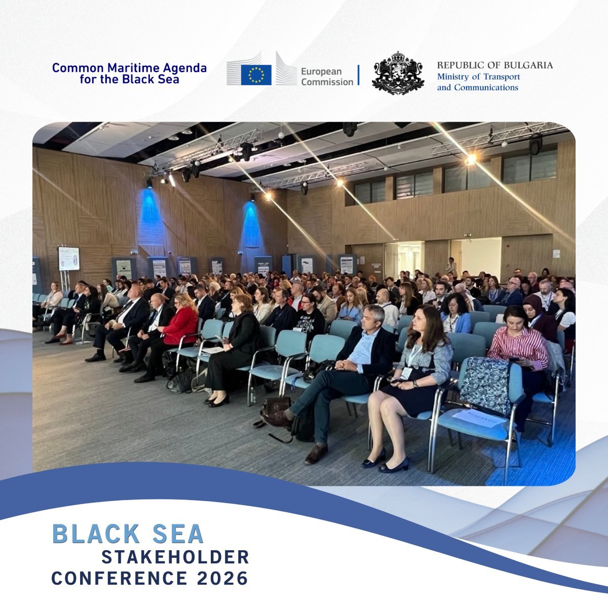 WestMedStrat's tweet photo. Happening today in Bulgaria - the #BlackSea Maritime Stakeholder Conference 2026.

With opening remarks by Nadezhda Buhova( Ministry of Transport and Communications), and Charlina Vitcheva (@EU_MARE),  highlighting the importance of cooperation, innovation and collective action for the Black Sea.

Organised by our colleagues from the @EU_BlackSeaAM as part of the EU Sea Basin Strategies 

More👉https://t.co/kESsTmqqAN

#BlackSeaCMA2026 #BlueEconomy