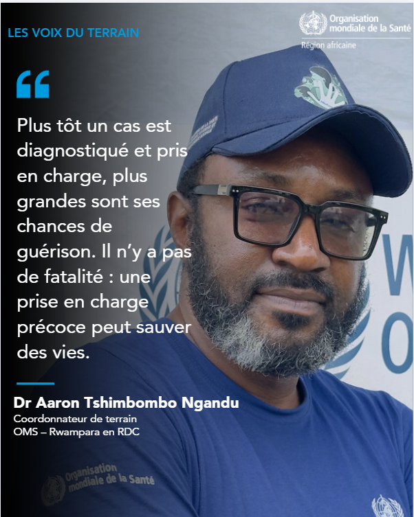 OMS_Afrique's tweet photo. À Rwampara🇨🇩, le Dr Aaron Tshimbombo Ngandu coordonne sur le terrain l’appui de l’OMS à la zone de santé. Il veille au déploiement des équipes, analyse avec elles les données, supervise les activités dans les aires de santé et les centres de traitement d'#Ebola et appuie le Médecin Chef de Zone dans la coordination de la réponse.
Médecin et à sa deuxième expérience dans une réponse à Ebola, après Bulape, il voit dans cette mission une occasion de mettre son expertise au service des communautés et de contribuer à interrompre la chaîne de transmission.