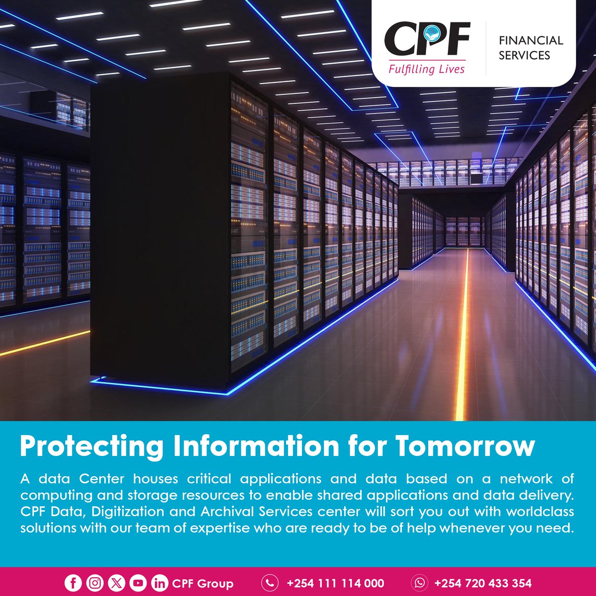 cpf_kenya's tweet photo. Did you know? A data centre securely houses critical applications and data, enabling reliable access, storage and delivery. CPF Data, Digitization &amp; Archival Services offers world-class solutions backed by expert support to help you manage your data with confidence. https://t.co/mZG7ofTEZe