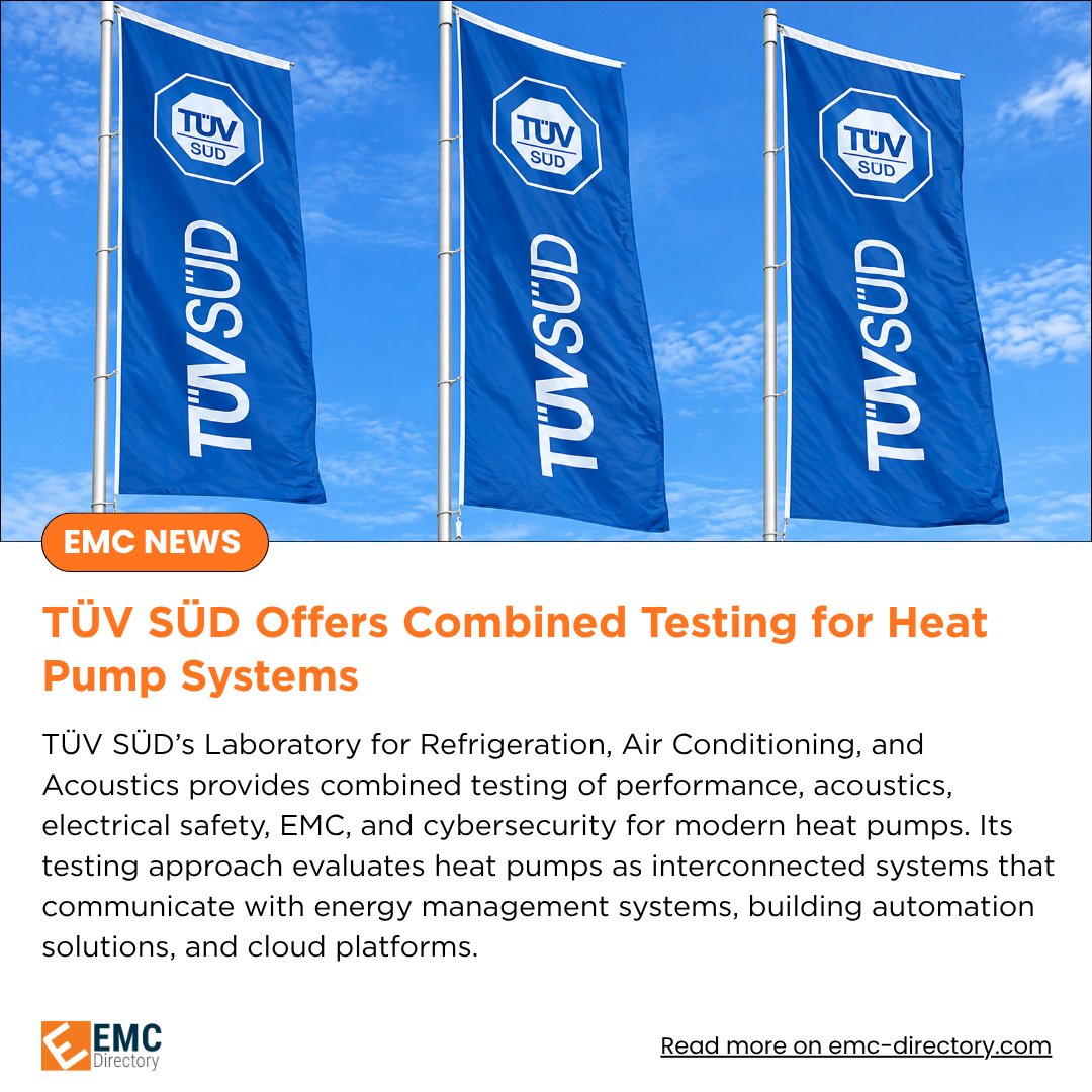 emcdirectory's tweet photo. TรV SรD Offers Combined Testing for Heat Pump Systems.
Read more: https://t.co/j30fXJbWU6
#TรVSรD #HeatPumps #EMC #Cybersecurity #ElectricalSafety #Acoustics #HVAC #SmartBuildings #ProductTesting #Compliance https://t.co/rFsXlpnmat