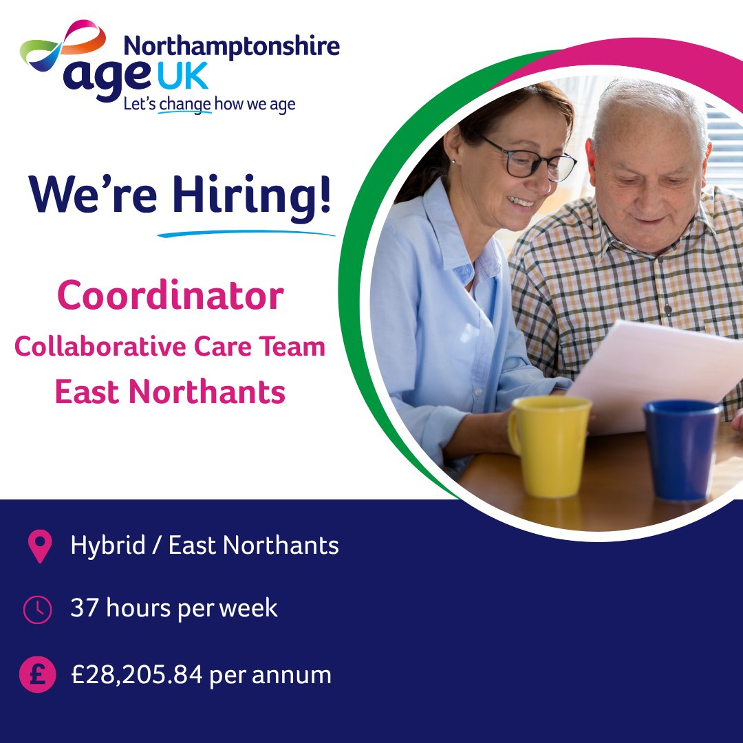AgeUKNorthants's tweet photo. 📣 We're Hiring! Join us as a Collaborative Care Team Coordinator in #EastNorthants and help older people access support, maintain independence and live well.
💷 £28,205.84 per annum
👉 Apply: https://t.co/CVhUEe48Vn
#WereHiring #AgeUKNorthamptonshire #CharityJobs #OlderPeople https://t.co/jq5rdrQkA7