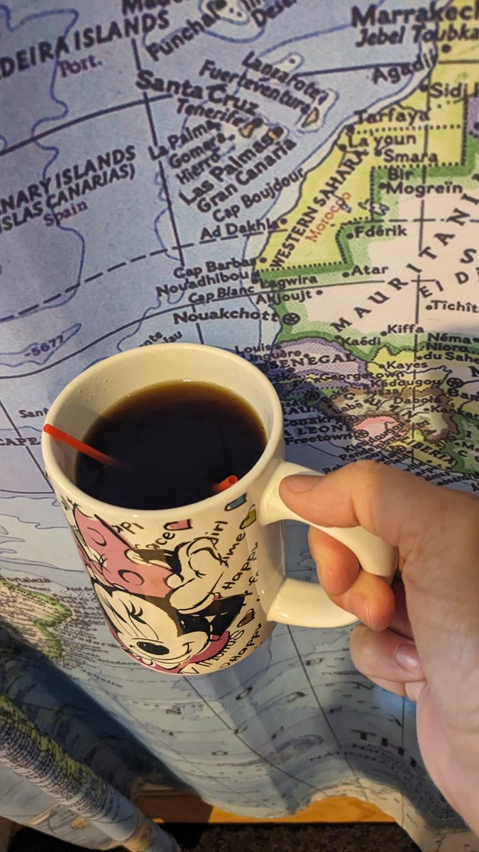 Sminichino1970's tweet photo. Good morning!  Happy #Wednesday #TwoRedStirrers   ☕❤️  My heart has left #Morocco and is heading towards #Brazil. She is currently following the coast of Africa before crossing 😊❤️🌊🛳️🧳 Keep making good choices baby girl! ❤️ #SemesterAtSea #SASF26  #ProudMommy https://t.co/ssqyqeYWW7