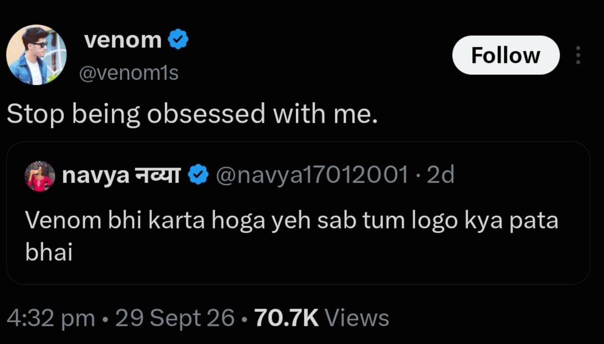 nickpvt04's tweet photo. Plot twist Venom and Navya dating each other. ☠️😂 https://t.co/srXWGjyH5P