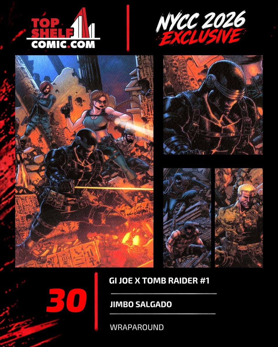 thetreeble's tweet photo. Another pair of GI Joe x Tomb Raider #1 exclusive covers for NYCC.

Jonathan Knight for FuryComix
Jimbo Salgado for Top Shelf Comic https://t.co/qu1JG5ULYy