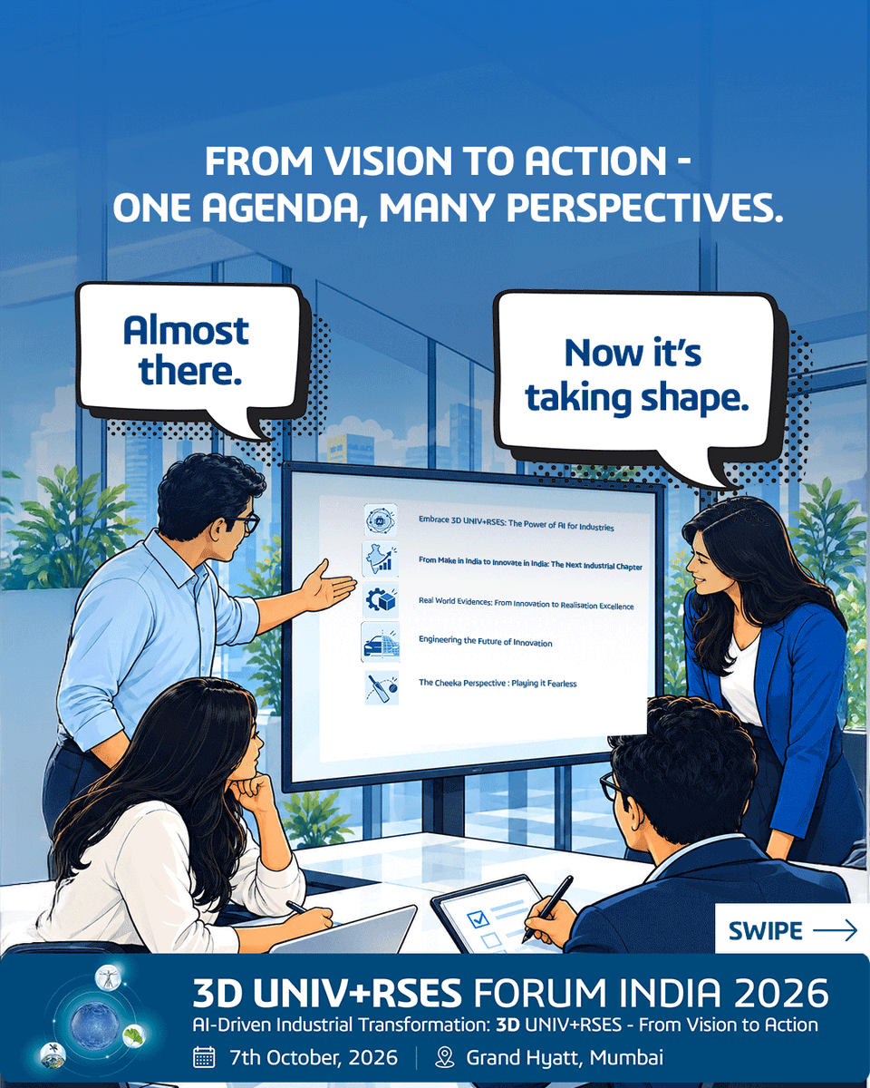 3DSIndia's tweet photo. From exploring where Industrial AI is creating real impact to bringing together leadership perspectives, customer transformation stories and Virtual Twins in action, every conversation helps shape what comes next.

For more details, visit: https://t.co/dIPkL93vyq https://t.co/IFy6xQk4du