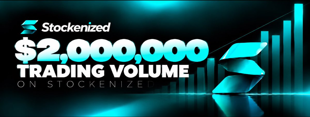 stockenizedfun's tweet photo. We just hit $2,000,000 volume (including stocks trading volume &amp; earn yield volume) on https://t.co/9EetIbf2kR $STOCK https://t.co/dg3oYanPKS