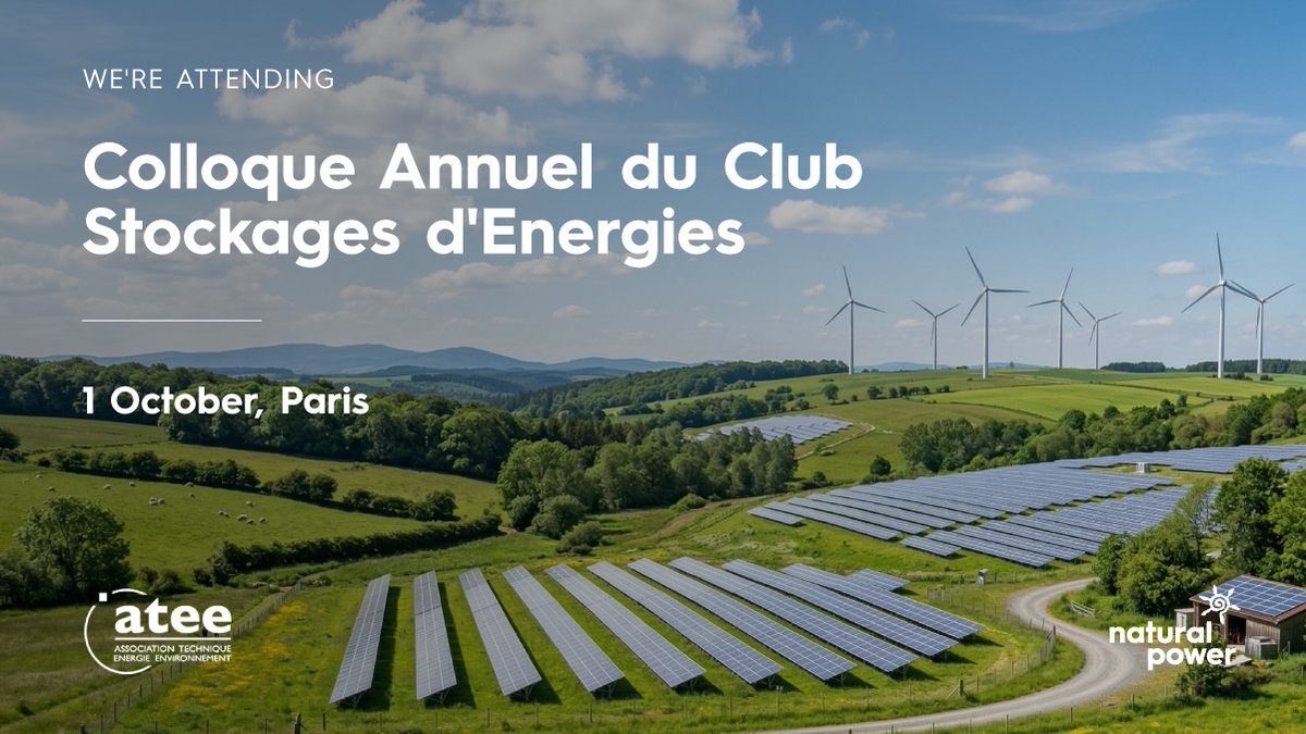 Natural_Power's tweet photo. Julien Texeira and Ahmed Dridi will represent Natural Power France at the ATEE Club Stockage d’Énergies’ 15th annual conference on Thursday 1 October at the Salons de l’Aveyron in Paris. Email bonjour@naturalpower.com to arrange a catch-up. https://t.co/DRfOpzZEc8