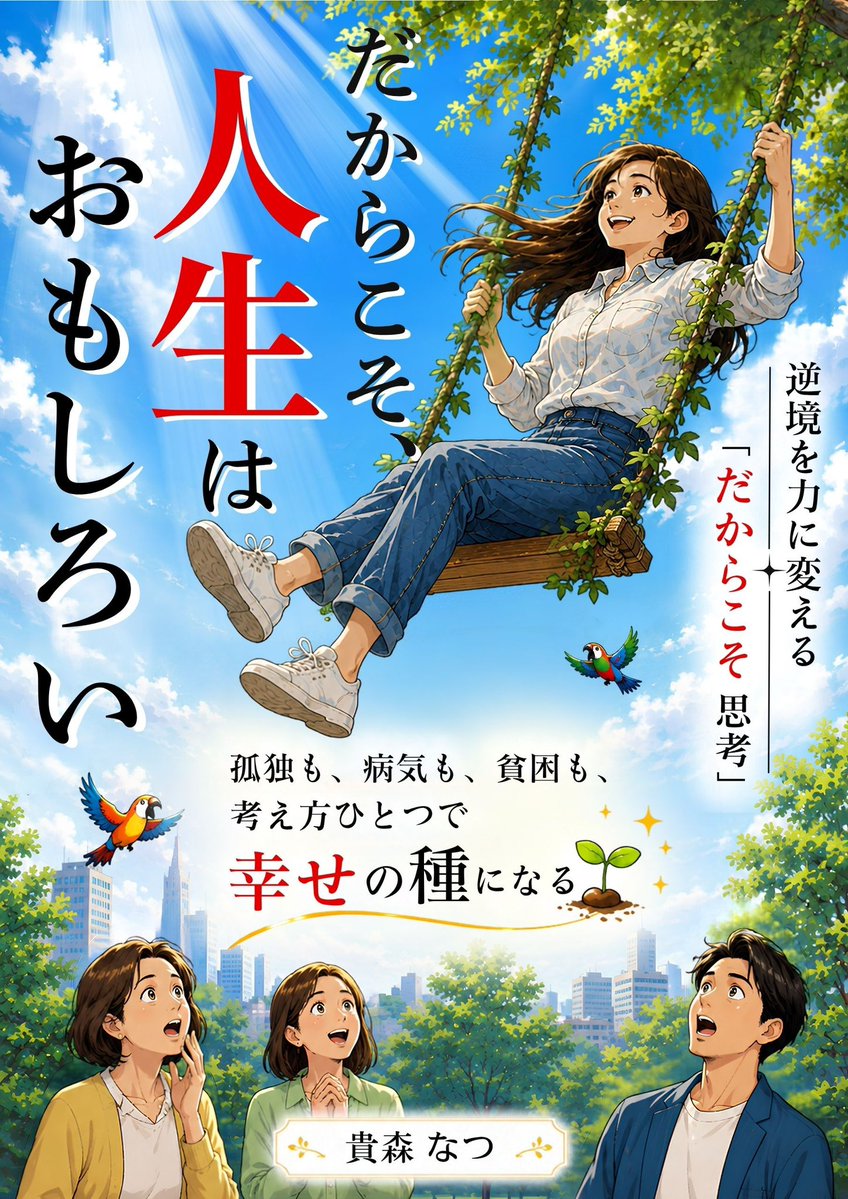 Natsu_Kindle's tweet photo. やっと。やっとです。

「だからこそ、人生はおもしろい〜逆境を力に変える『だからこそ思考』」
まずはKindle本として10月6日（火）発売決定しました！
連休明けの10月12日（月）まで99円で出します。
もちろん、Kindle Unlimitedなら無料。

去年の年末ごろから構想を練り、当初3月1日に発売予定としたこの本。
8月にはだからこそシスターズで、「年内には発売する」と言ってました。

え？笑

約7か月遅れたこの本は、それだけ本気で書いた5万字ほどの本です。
私がこれまで経験したことをたくさん盛り込んだ半自伝。
だから、ウソは書けませんでした。

「ここまで書いたら批判されるかな？」
「もし批判されたら、私の存在自体を否定された気持ちになるかもしれない」

そんな恐怖感が先立って、なかなか書き進めない時期もありました。

じゃあ出さなければいいのですが、心の奥底で覚悟を決めて進みたい私がいて、自分の奥の奥の自分に勝つことができませんでした。

覚悟したかった理由は、生きること自体に悩んだりつまづいたりする人たちに、ただ読んでもらいたかったからです。

だからどうなるとは言えない。
でも、読んでみてほしい。

表紙は「Design🌱プランティア」のささきさん@sasa_kiebook 、すみえさん@sumie1518 さんに依頼しました。
イメージ通りでお気に入りです。
私のワガママをたくさん聞いていただきました。

ペーパーバックはこれから。
これもすみえさんにお願いしようと思っています。
信頼できるシンママ仲間。
めちゃ頼りになります。

ということで10月6日、皆さんよろしくお願いします。
なぜこの日を発売日にしたのかは、またポストしたいと思います。