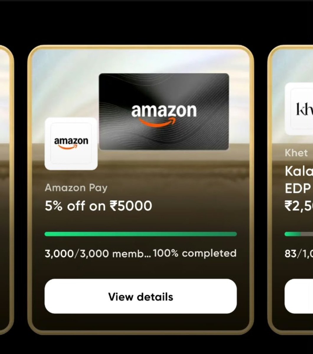 SartanparaYash's tweet photo. Didnt expect such scam from @CRED_club 

Gave offer for 5% off on ₹5000 amazon pay

But now its allowing 5% on ₹1000 only. There is no 5k GV.

Main thing is they took 1L cred coins. https://t.co/1yKeQEV5ij