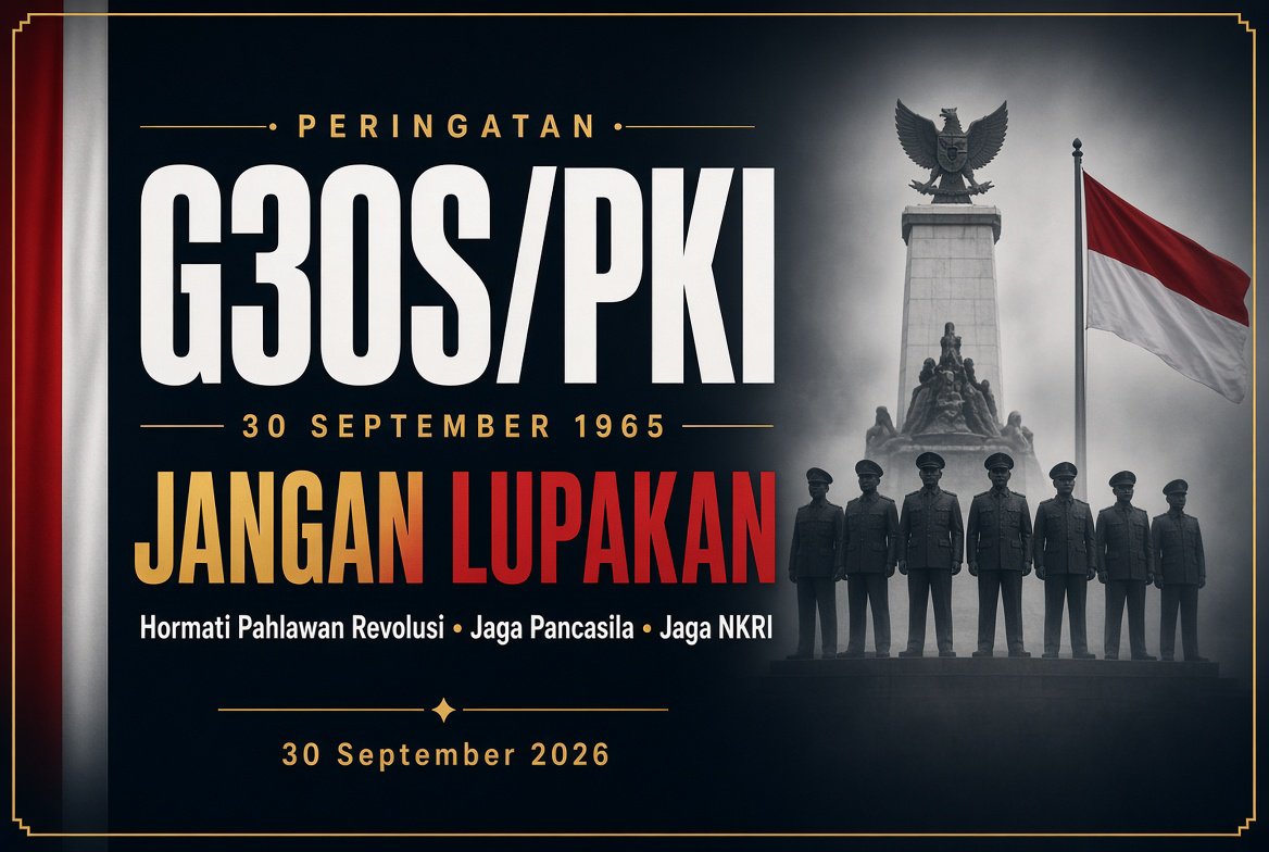 31december03's tweet photo. Hari ini, 30 September, kita mengenang peristiwa G30S/PKI 1965.Jangan pernah lupakan pengorbanan para Pahlawan Revolusi. Jaga Pancasila, jaga NKRI.Hormati sejarah, rawat persatuan.#PeringatanG30S #JanganLupakan #Pancasila #NKRI #HariKesaktianPancasila https://t.co/PEwyatomgm