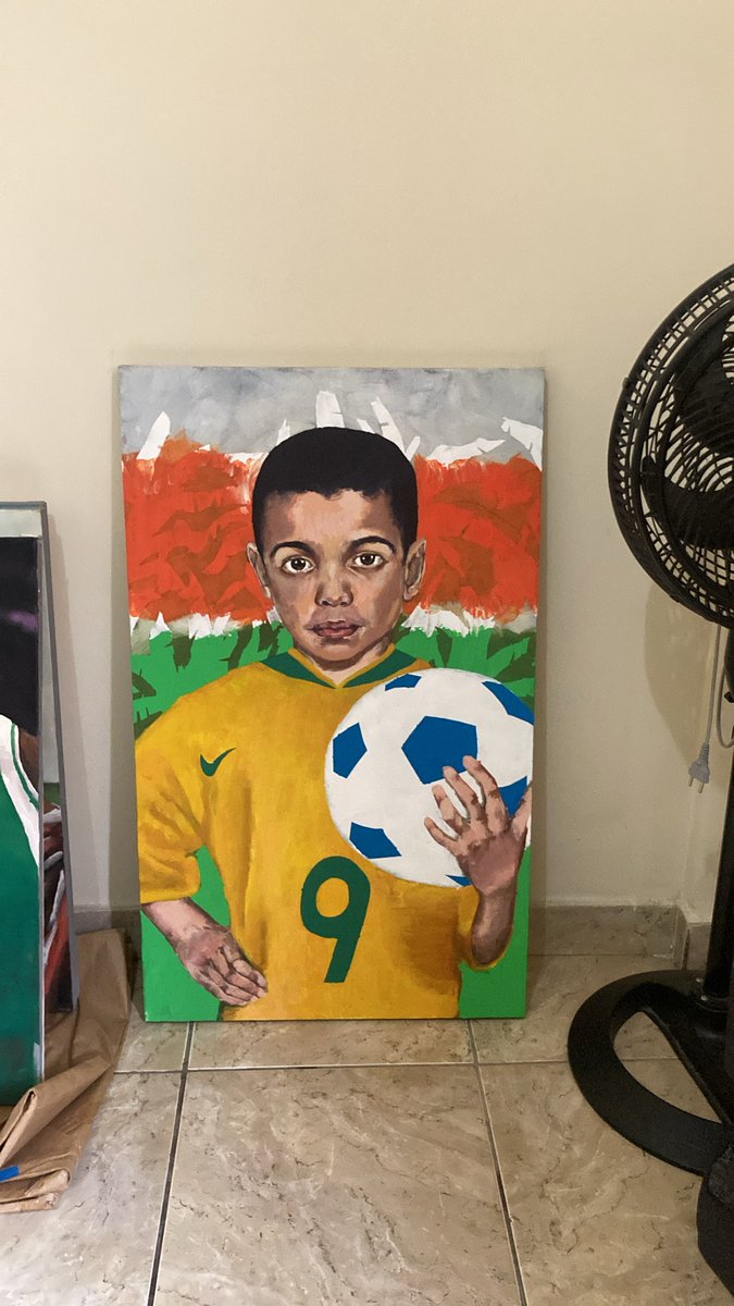 meudeus011's tweet photo. um rosto, uma camisa, uma bola. e um país inteiro no meio disso. 🇧🇷⚽

#ArteBrasileira #PinturaContemporânea #Retrato #BrazilianArt https://t.co/EELtjCTGci