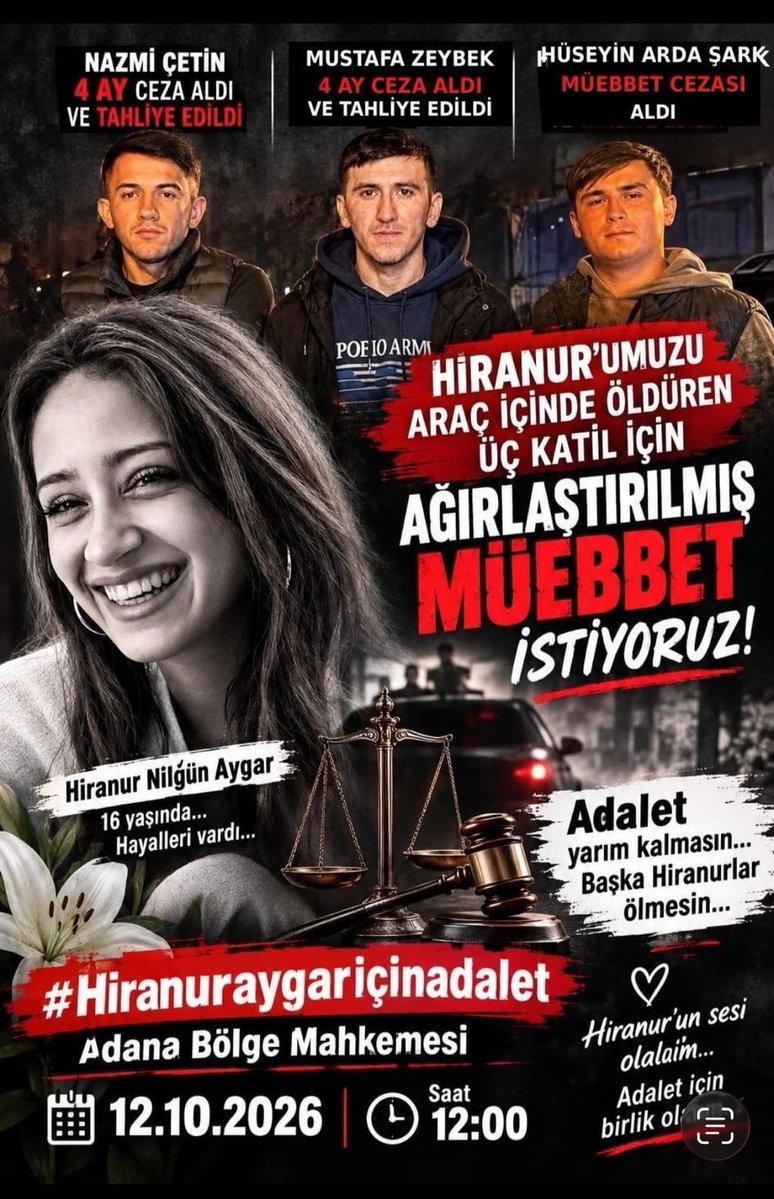 MuratAygar59485's tweet photo. Kızımı öldüren üç katilin  de ağırlaştırılmış müebbet alması  getekirken iki sanık tahliye edildi yeniden tutuklanması için destekleriniz çok önemli katiller sokaklarda  gezmemeli  lütfen paylaşın... 
#hiranuraygariçinadalet https://t.co/bbd1rLVnau