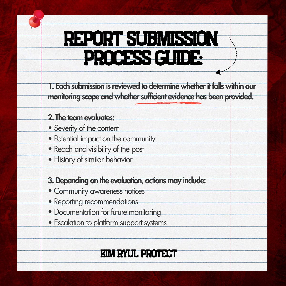 RyulProtect's tweet photo. 🗒️ RYUL PROTECT GUIDELINES

Please read through our reporting protocols before sending any reports via DM or email. Providing clear and accurate information helps us respond to concerns responsibly.

Thank you for helping us protect RYUL and keep our community respectful. https://t.co/Wlg5r9C3e2