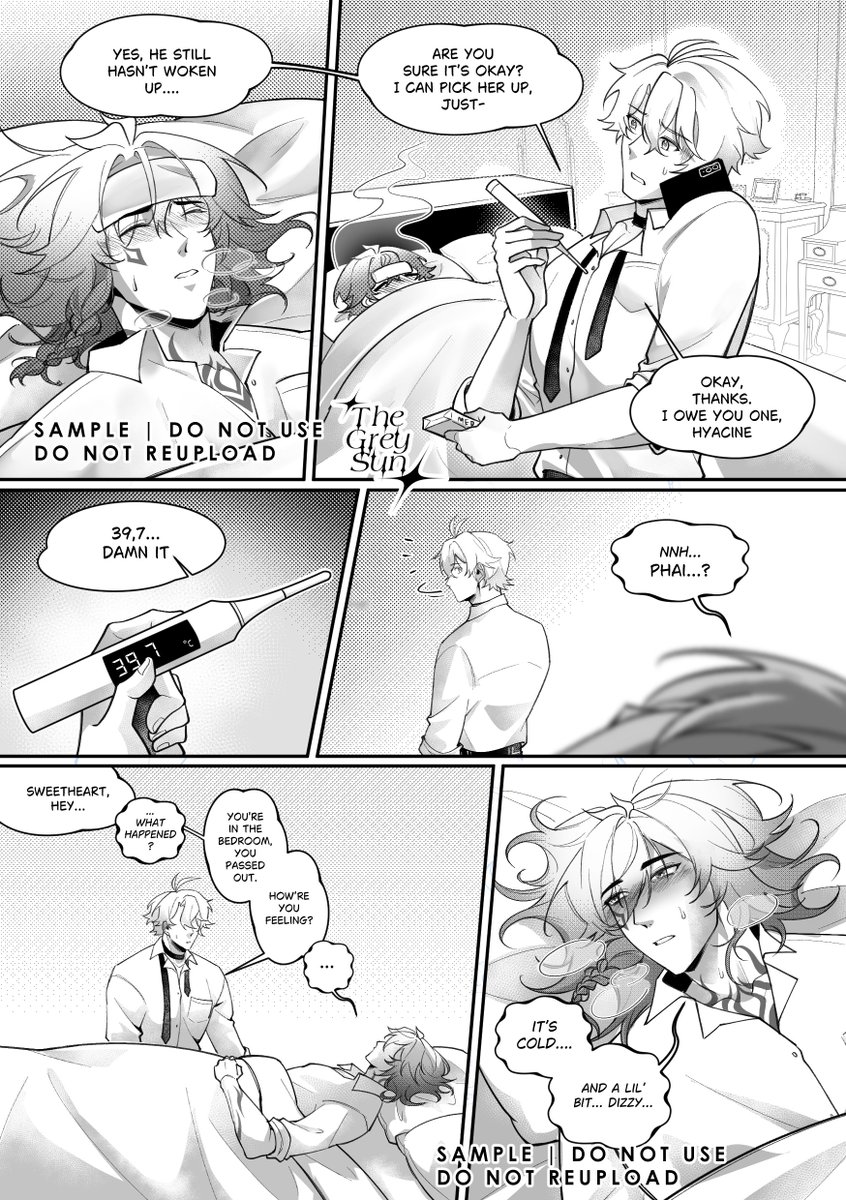 TheGreySun1's tweet photo. #phaideiweek2026 and also Doujin preview! ☀️🍷
Day 6 : Nursing/Sickfic

Batch 2 Pre-Orders (local &amp; intl) will open around 2-3 October for both #comifuro23 &amp; #comipara7 ! ^^
(1/2)

#phaidei https://t.co/9haV7AryjM