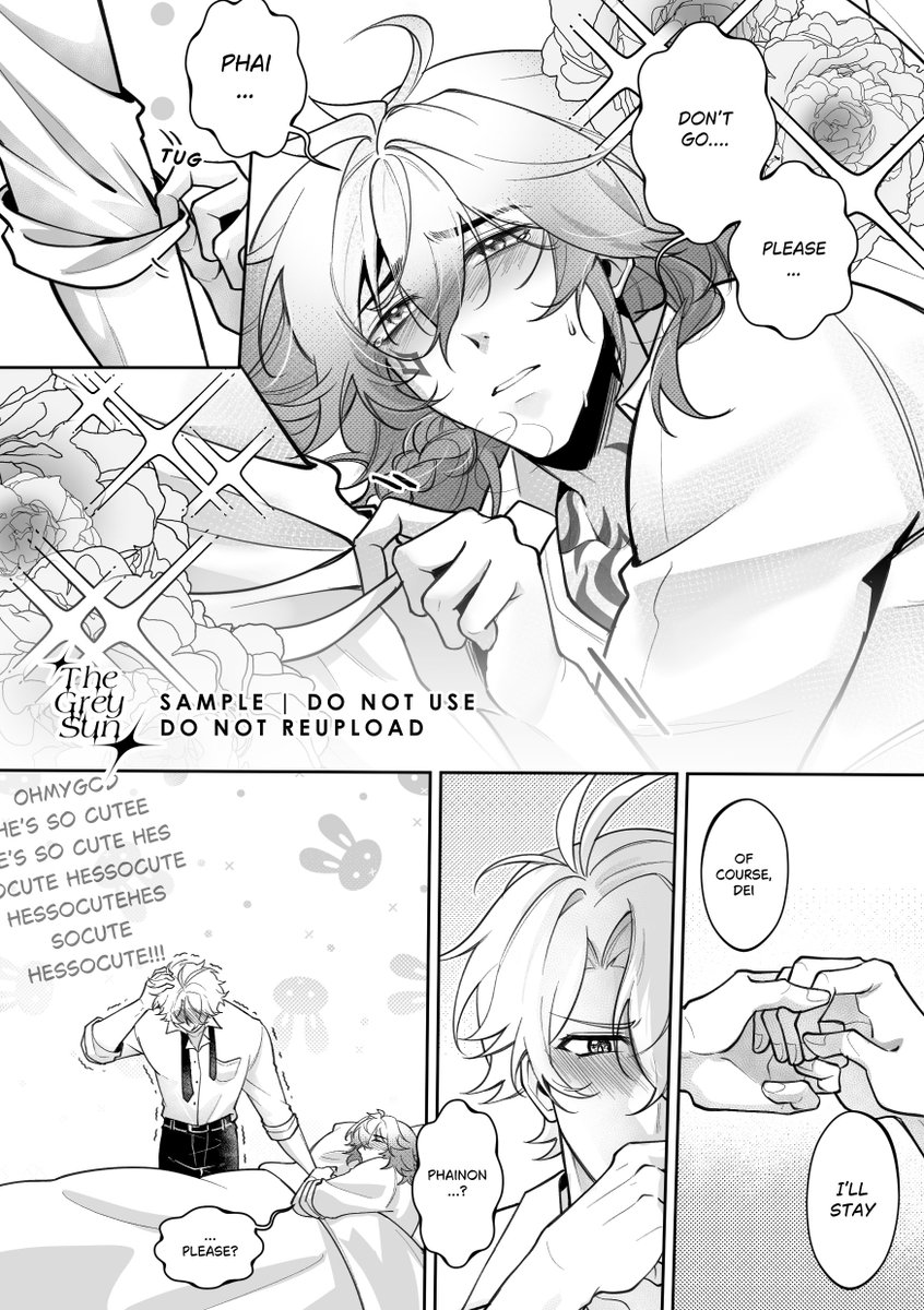 TheGreySun1's tweet photo. #phaideiweek2026 and also Doujin preview! ☀️🍷
Day 6 : Nursing/Sickfic

Batch 2 Pre-Orders (local &amp; intl) will open around 2-3 October for both #comifuro23 &amp; #comipara7 ! ^^
(1/2)

#phaidei https://t.co/9haV7AryjM