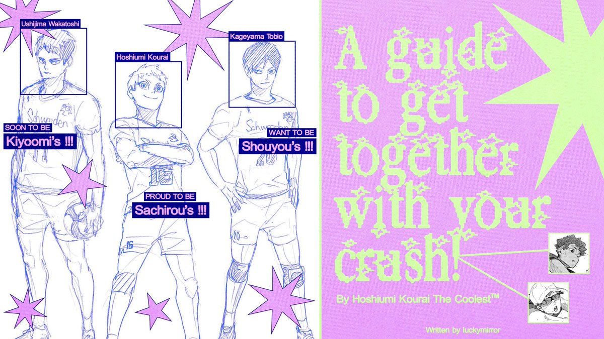 Iuckymirror's tweet photo. “A guide to get together with your crush”
— By Hoshiumi Kourai The Coolest™

( adlers trio ; #hiruhoshi , #ushisaku , #kagehina )

🚏(PART 2) https://t.co/QatlgE2NRB