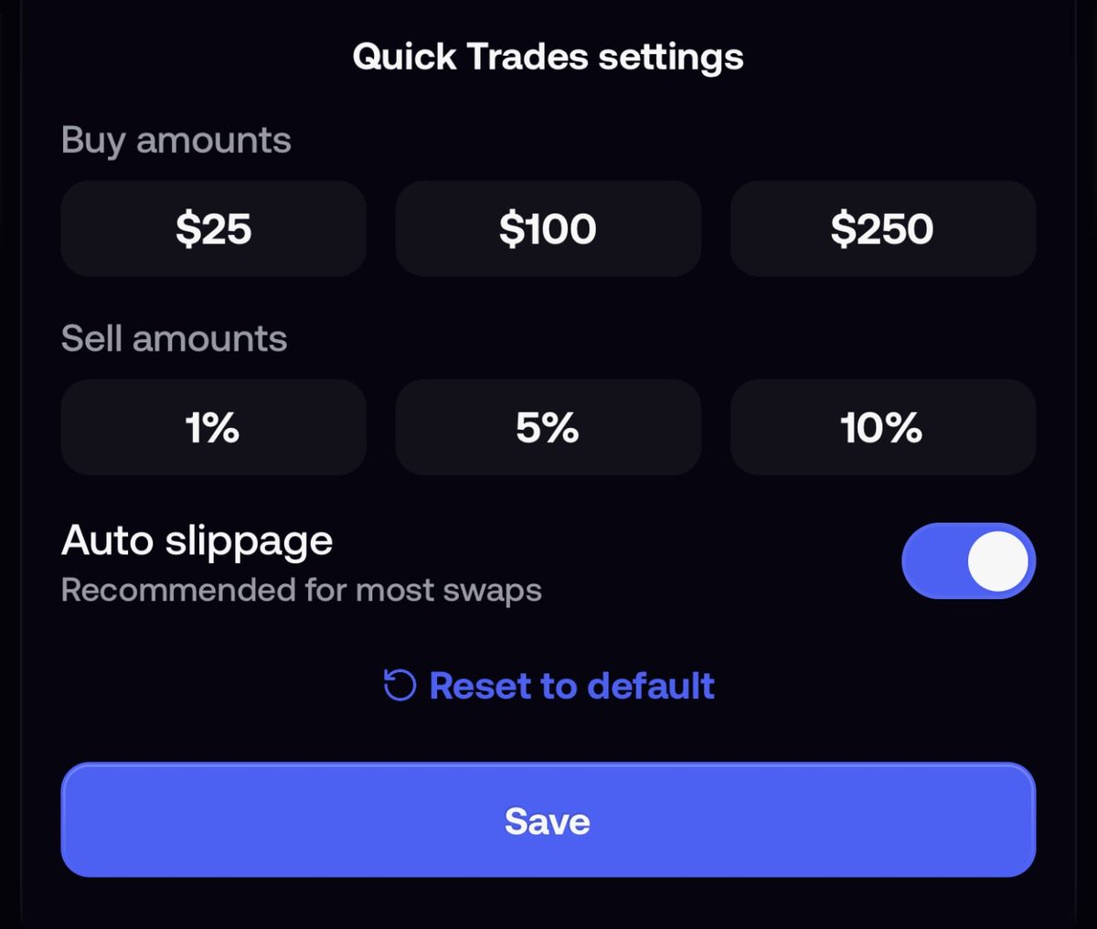 seyong's tweet photo. quick buys/sells + custom slippage

both now live on mobile &amp; web! https://t.co/CRW4ZIDT56