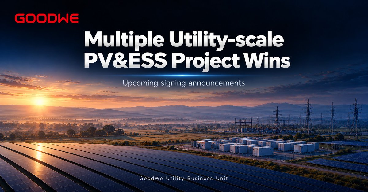 GoodWePower's tweet photo. GoodWe Utility is building strong momentum across global utility-scale PV and energy storage markets. ⚡
A new wave of PV & ESS project signing announcements is coming soon — across multiple markets and applications.
#GoodWe #UtilityScale #SolarPV #EnergyStorage #ESS https://t.co/OXbeL2QvNC
