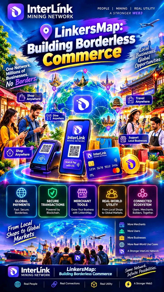 mubarak16177's tweet photo. LinkersMap: Building Borderless Commerce
LinkersMap is designed to bring businesses and communities closer, supporting a connected marketplace where digital commerce can reach beyond geographical boundaries. 
#interlink #ITLG #ITL #ITLX #InterLinkMining #fyp #GlobalCommerce #Web3 https://t.co/EevOjn9Z8P