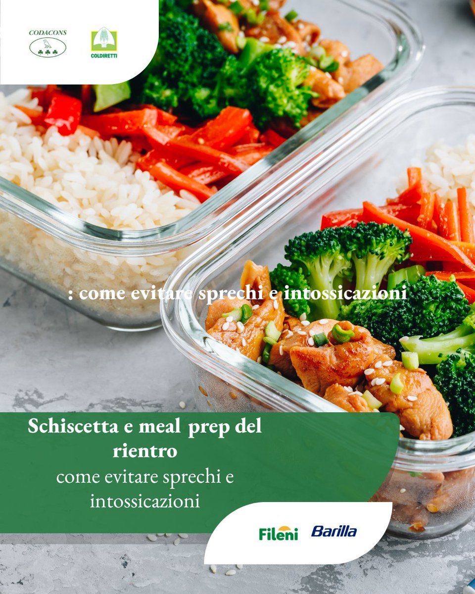 Codacons's tweet photo. Schiscetta da casa? Sicurezza al primo posto:

✔ raffreddamento rapido post-cottura
✔ catena del freddo nel trasporto
✔ consumo entro 48h o congelamento

👉 Piccole regole per una pausa pranzo sicura.

#MangiaSanoRisparmiaIntelligenteViviSicuro https://t.co/mJ1mYfVt43