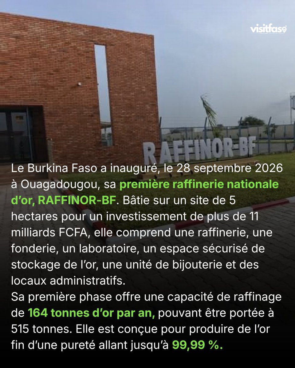 visitfaso's tweet photo. A new chapter for Burkina Faso’s “yellow metal : from extracting gold to refining it at home. 

RAFFINOR-BF marks a major step toward keeping more value from Burkina Faso’s gold within the country and opening the door to a new precious-metals industry.

Learn more 👇🏽 https://t.co/Pu5rPGk3Bx