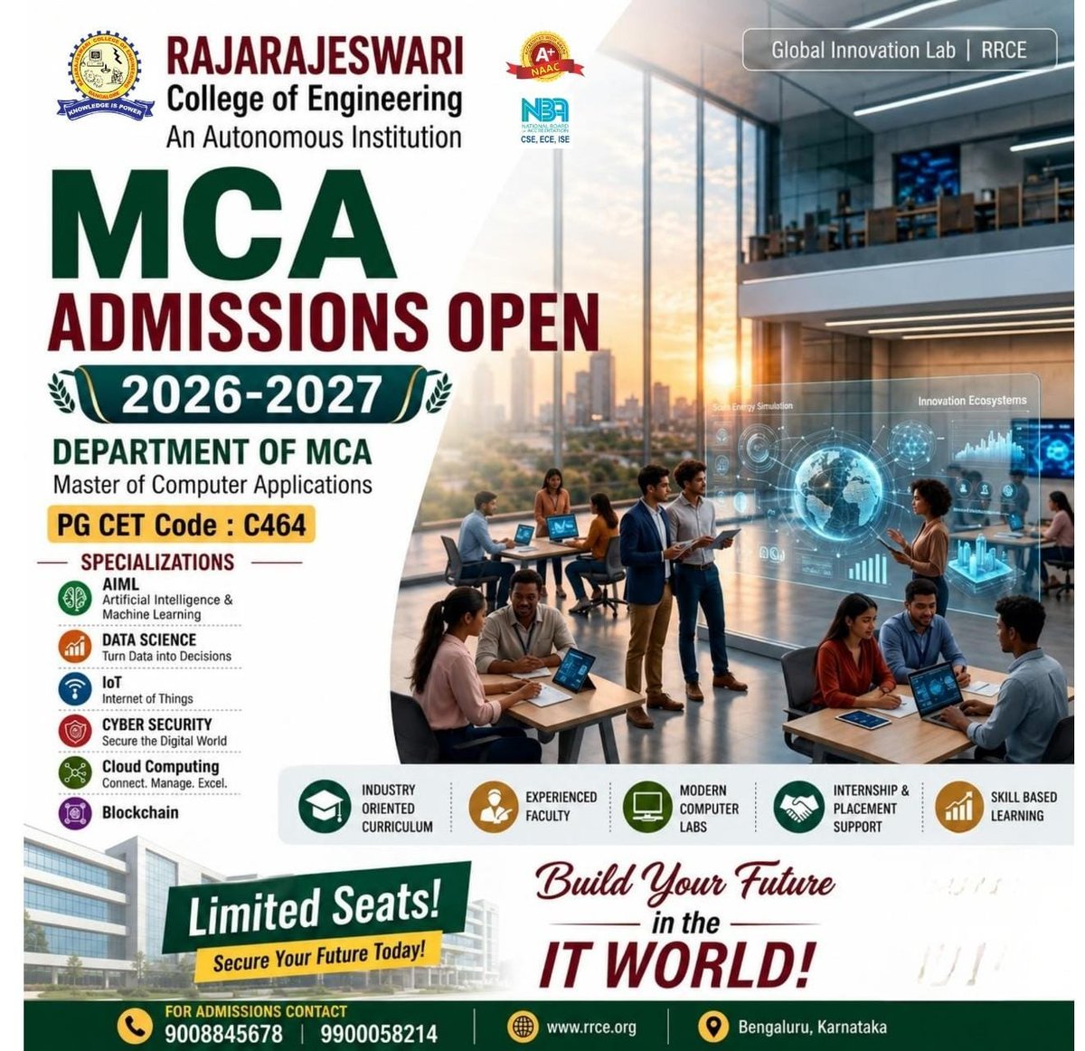 rrceblr's tweet photo. ๐โจ #ADMISSIONS_OPEN_2026โ27 | #MCA @ #RRCE ๐๐ป
๐ค AI/ML | ๐ Data Science | ๐ Cyber Security | โ๏ธ Cloud & DevOps
๐ 90088 45678 | 99000 58214
๐ #Apply_Now: https://t.co/DCS4eSe85K
#MCA_Admissions #Future_Ready_Skills https://t.co/Ciz0UIWFrl