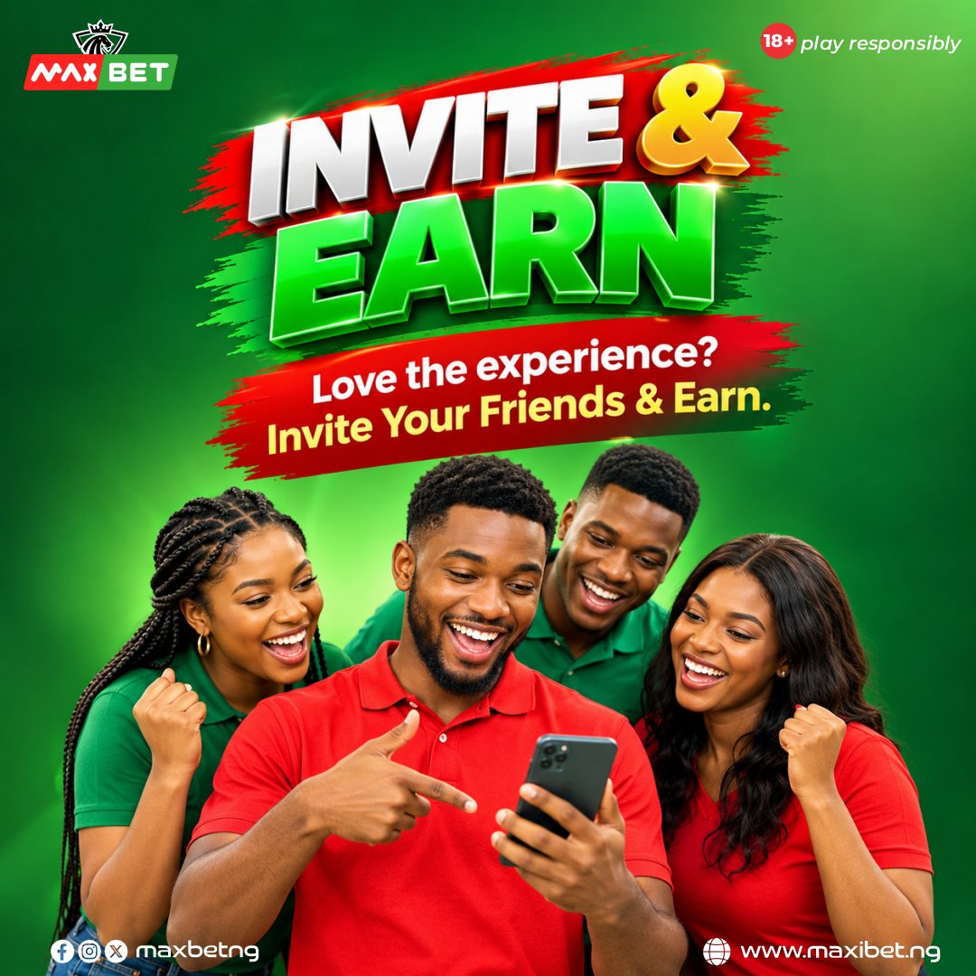 MaxBetNg's tweet photo. Love the MAX BET experience?
Don’t keep it to yourself. Invite your friends
they play, you earn. Simple. 🔥
#InviteAndEarn #Maxbetng #bbnaija #supereagle #olise #tram #zap https://t.co/6H0ZIaN0yq