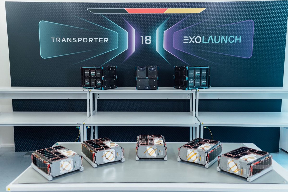 Exolaunch's tweet photo. We’re pleased to announce that Exolaunch was awarded a launch contract to advance Sateliot’s constellation with the deployment of five satellites aboard the Transporter-18 rideshare mission with @SpaceX, launching on October 1 🚀 https://t.co/ZPEPoATeL8