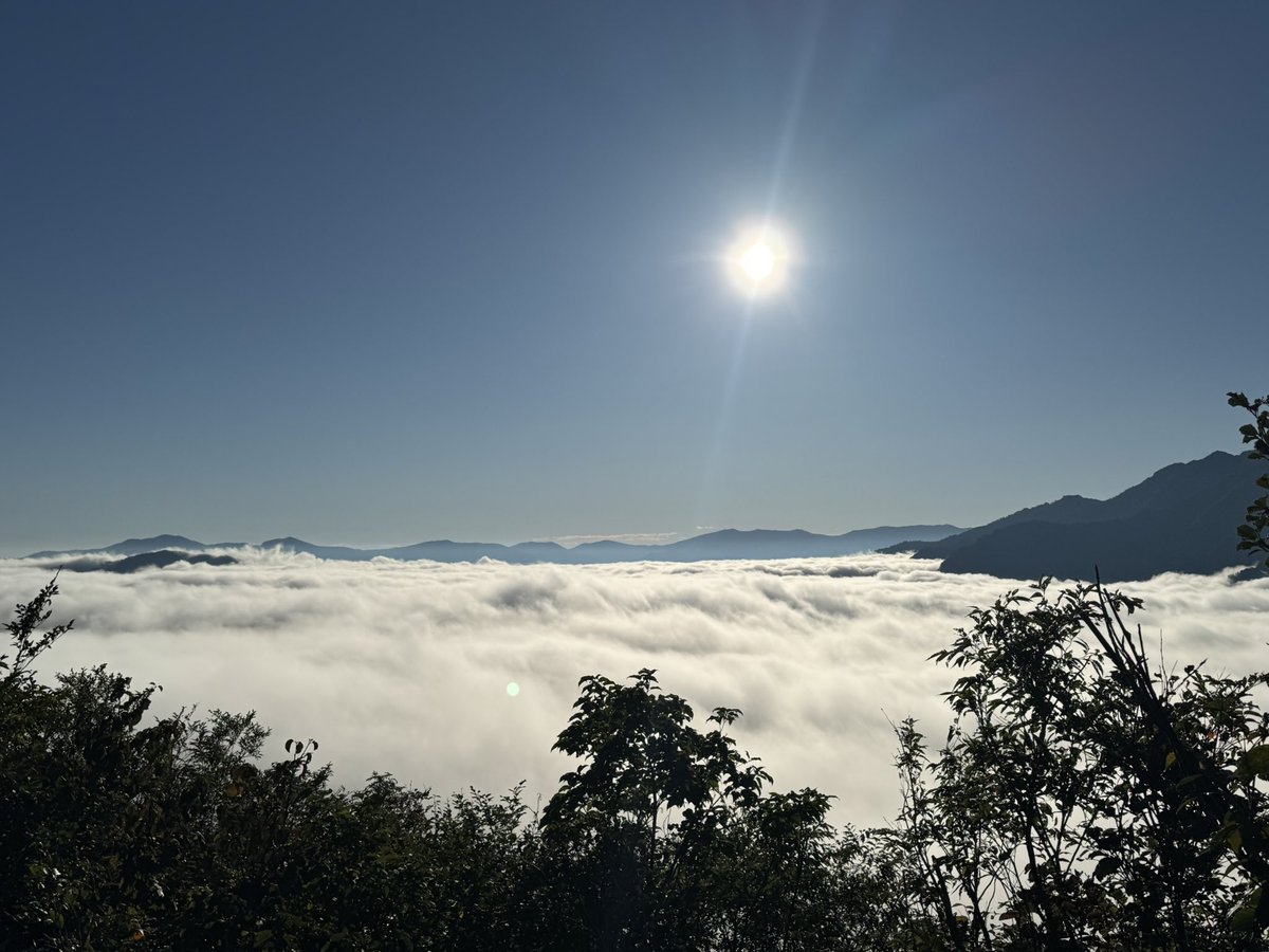 soigayatya's tweet photo. 八海山やっぱ荒々しいよ
飯豊山も見えてるっぽい？
登山口の枝折峠は滝雲のスポットだそうで、それ目当ての人も多かった
朝通過した時は真っ白だったけど、標高上げてくとちょっとそれっぽく見えるのも https://t.co/jumwqlHFUD