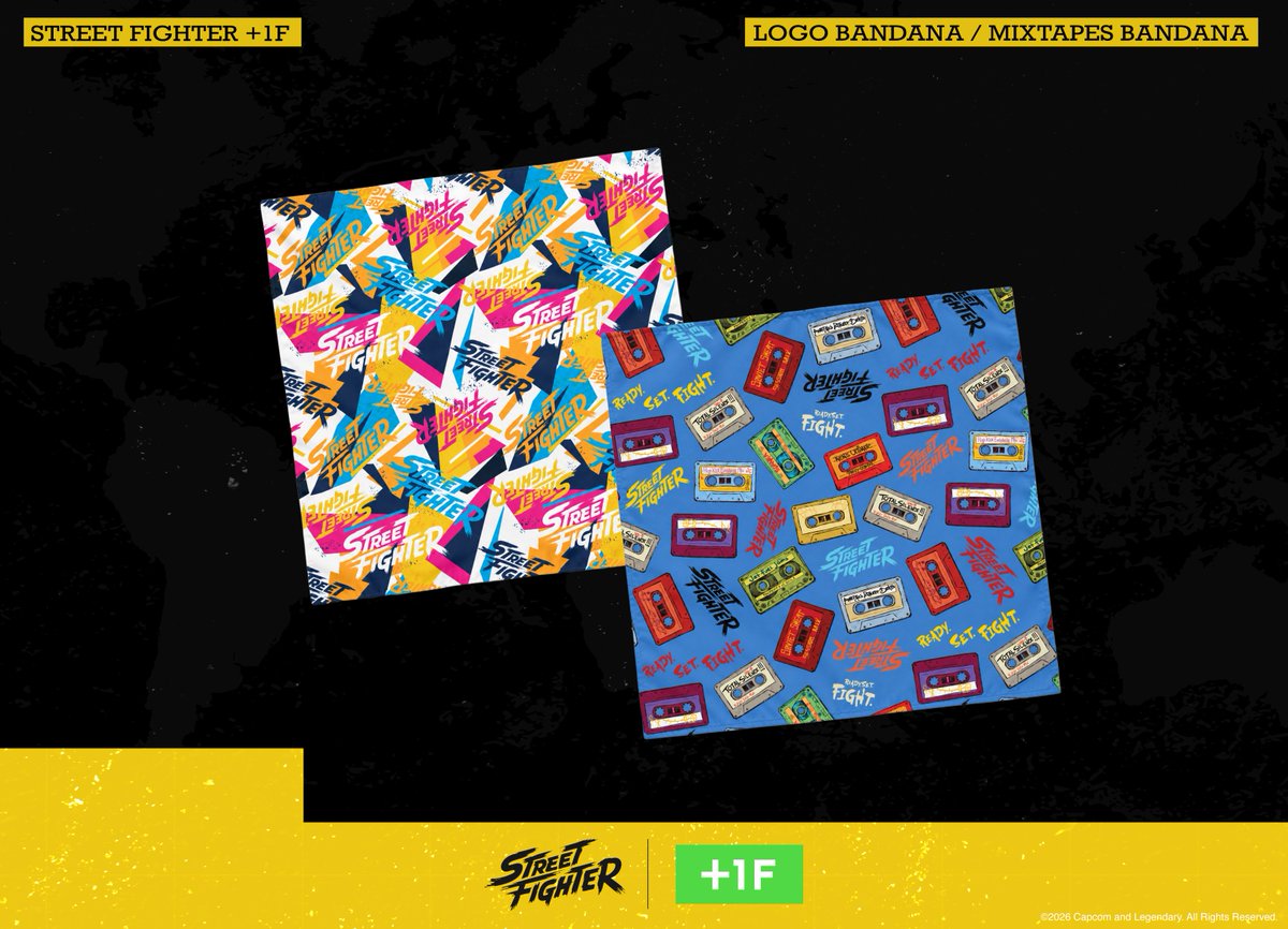 plus1frame's tweet photo. 【New Arrival】

STREET FIGHTER +1F LOGO BANDANA
STREET FIGHTER +1F MIXTAPES BANDANA

ロゴとミックステープ2種類のグラフィックのバンダナ。

10/1（木）19:00より販売開始
https://t.co/zIotGE3llW

#Plus1Frame 
#ストリートファイターザムービー https://t.co/6cNijcX3pQ