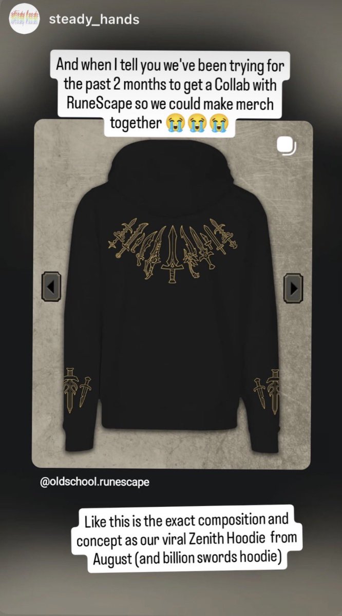 mitchiefox's tweet photo. Shortly after I did a merch collab with @OldSchoolRS they started running merch replicating the style I was known for instead of working with me again. I never said anything publicly but reached out privately about it multiple times kindly pointing it out and saying if they liked my style I’d love to work with them again & had no success of a real reply. Recently I saw with their @RuneFest merch that they have completely ripped another creators design who had also been reaching out for months trying to work with them. And now with their most recent collab with @100Thieves was ai slop merch that the posts of have now been deleted after being called out. It is incredibly frustrating to see this be a continued thing from a company who seems to support a lot of creators but is ripping designs from artists and using ai instead of working with the countless extremely talented artists in this community. I held my tongue when it was just something that happened to me but seeing it be an ongoing thing is incredibly disappointing to say the least.