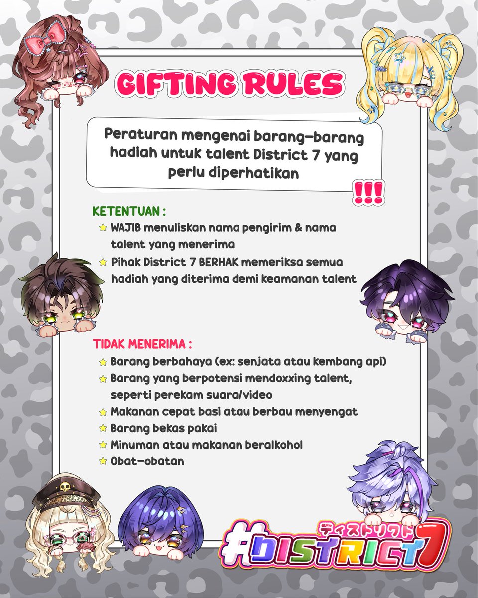 d7parade's tweet photo. 𝗚𝗜𝗙𝗧𝗜𝗡𝗚 𝗥𝗨𝗟𝗘𝗦 𝗙𝗢𝗥 𝗖𝗢𝗠𝗜𝗙𝗨𝗥𝗢! ✦

Bringing a gift for us? ♡
Please check our gifting rules below before visiting District7! 👀✨

𝗦𝗘𝗘 𝗬𝗢𝗨 𝗔𝗧 𝗧𝗛𝗘 𝗕𝗢𝗢𝗧𝗛! ⸜(｡˃ ᵕ ˂ )⸝♡

#District7 #Comifuro23 https://t.co/2pvdAu9NEf