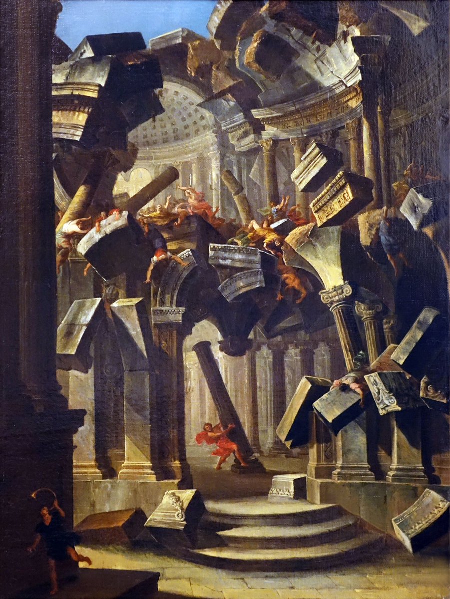 DineshDSouza's tweet photo. THE ARCHAEOLOGY OF PHILISTIA

The biblical story of Samson pulling down temple of the Philistines seems to be the stuff of legend. 

See below the famous painting by Antonio Joli that immortalizes the Samson story. 

For many decades, skeptics pointed to the story of Samson and Delilah, along with other stories such as David and Goliath, to demonstrate the obvious unreliability of Scripture.

But archaeological investigation in the territory of Israel once ruled by the Philistines—this land was called Philistia— casts new light on these biblical episodes. 

In the mid-1990s, archaeologist Aren Maeir in the Philistine area of ancient Gath found an ostracon—a piece of pottery with writing on it. 

Dated to the 10th century B.C., it contained two names ALWT and WLT which are etymologically related to the name Goliath.

No one is saying it’s the same Goliath.  Maeier’s point is that Goliath seems to be a Philistine name that can be connected with the biblical Goliath’s own city of Gath. 

Moreover we have examples from the ancient literature of Greece and Egypt showing that battles were sometimes settled in one-on-one duels.

In Homer’s “Iliad” we see the Greek warrior king Menelaus challenge the Trojan prince Paris to a duel, with the outcome of the whole conflict riding on the result. 

Notice the striking similarity of this scene to the biblical account of David and Goliath. 

The Trojan War is dated to around 1100 B.C. The showdown between David and Goliath is dated to the early 11th century B.C.

And were slingshots of the kind David used to drop Goliath used in warfare at the time? Yes, they were! 

Turning to the story of Samson and ye temple, archaeologists have found the ruins of Philistine temples in Ekron and elsewhere. 

These temples are surprisingly small and have the same design, with an antechamber and central hall supported by two wooden pillars, resting on a stone base.

The pillars were only two meters or roughly six feet sorry, making it possible for an exceptionally large and strong man to tear them from their stone foundations and bring the whole structure down. 

According to the Bible, this is what Samson did! And suddenly the biblical account, while still remarkable—it is intended to be remarkable—doesn’t seem so incredible. 

The point here is not to prove these stories but to show they are not prima facie ridiculous. 

Critics insist, on the basis of no evidence other than personal intuition, that they could not have happened. 

Archaeology can show, on the basis of historical and material evidence, that they not only could have happened but there is a circumstantial plausibility they did.