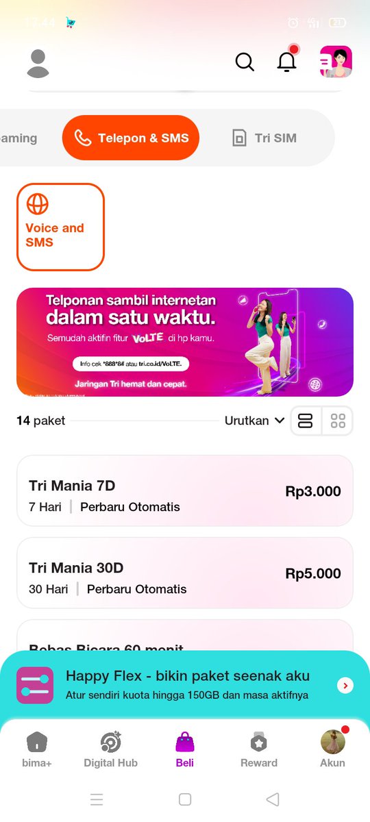 Jhyn9f's tweet photo. ini kok paket chatting sebulan di bima+ ilang gnii yaa plss min balikin dongg 😭😭 @triindonesia https://t.co/gim7IFGPGx