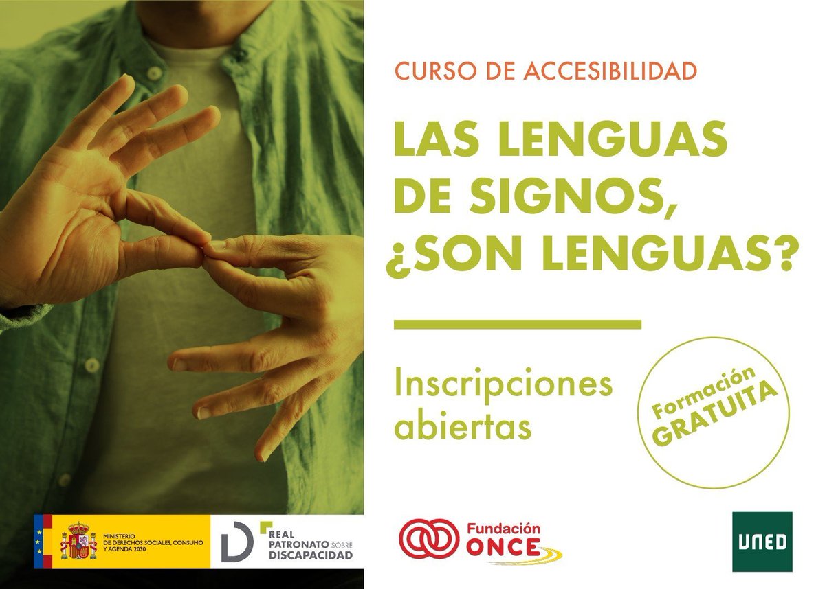 Fundacion_ONCE's tweet photo. 🙋‍♀️ ¿Quieres conocer el mundo de las lenguas signadas y la lengua de signos española #LSE?

Curso online, gratuito y accesible. Bilingüe en lengua de signos española y castellano.

🗓️ Comienza el 5 de octubre

@RPDiscapacidad | Fundación ONCE | @CNLSE
 
Toda la Info 👉 https://t.co/EKoSm44ucl

#MOOCLenguasSignos