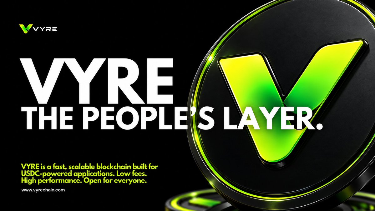 vyregeoff's tweet photo. VYRE is built different.

⚡ Gas paid in USDC
⚡ Ultra-low fees
⚡ EVM compatible
⚡ Built for payments, DeFi, RWAs & apps
⚡ Public testnet live

No volatile token needed just to pay gas. Fast. Simple. Built around $USDC.

VYRE - The People’s Layer
https://t.co/70Ah8JO8du @vyrechain