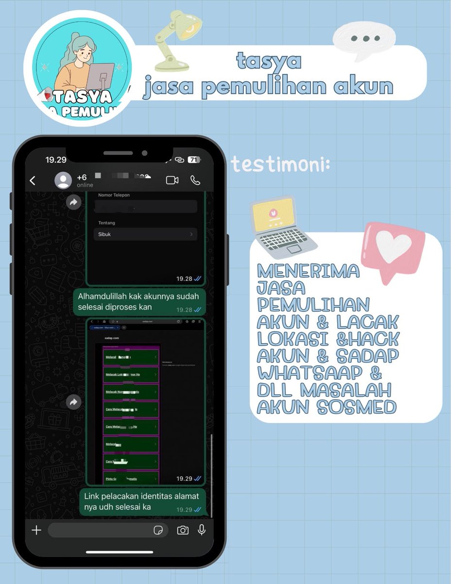 ciaafk's tweet photo. OPEN JASA PEMULIHAN &amp; HAPUS AKUN SOSMED✨

Melayani🙌🏻

💻Pulihkan &amp; Pulihin/Balikin Akun
💻Hapus/Nonaktifkan Akun
💻Hack Akun
💻Sadap Wa/All Sosmed
💻Reset Hp
💻Lacak Lokasi

(Instagram,Tiktok,Gmail/Email,Facebook,Telegram,Twitter/X,Dll)
  
Konsultasi? WhatsApp di bio! https://t.co/nR8O0OAjkI