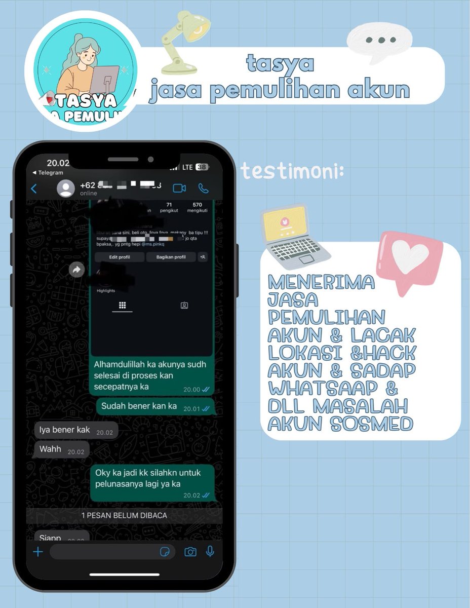 ciaafk's tweet photo. OPEN JASA PEMULIHAN &amp; HAPUS AKUN SOSMED✨

Melayani🙌🏻

💻Pulihkan &amp; Pulihin/Balikin Akun
💻Hapus/Nonaktifkan Akun
💻Hack Akun
💻Sadap Wa/All Sosmed
💻Reset Hp
💻Lacak Lokasi

(Instagram,Tiktok,Gmail/Email,Facebook,Telegram,Twitter/X,Dll)
  
Konsultasi? WhatsApp di bio! https://t.co/nR8O0OAjkI