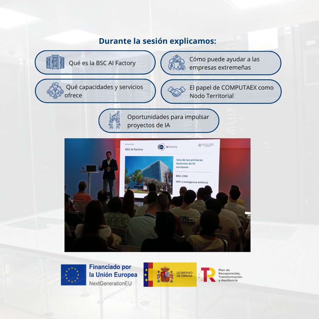 computaex's tweet photo. 🎤 ¡También estuvimos en el escenario de #PotencialDigital!

El 25 de septiembre presentamos la BSC AI Factory y cómo desde COMPUTAEX acercamos sus capacidades a las empresas extremeñas.

🤖 ¿Tienes un reto de IA? Cuéntanoslo.

📩 aifactory@computaex.es

#AIFactory #IA https://t.co/LJ59Zxm2Q6