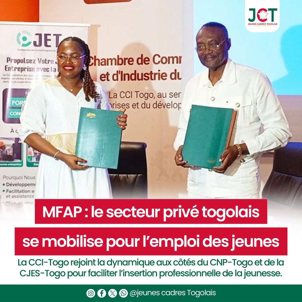 JeunesCadresTog's tweet photo. #EmploiDesJeunes : la CCI-Togo rejoint la mobilisation autour du MFAP.
Aux côtés du CNP-Togo et de la CJES-Togo, elle encourage les entreprises à accueillir des talents formés, avec une indemnité sur 12 mois intégralement financée par la Fondation Mastercard.
#CCITogo #TgTwittos https://t.co/XmGuNo6xVH