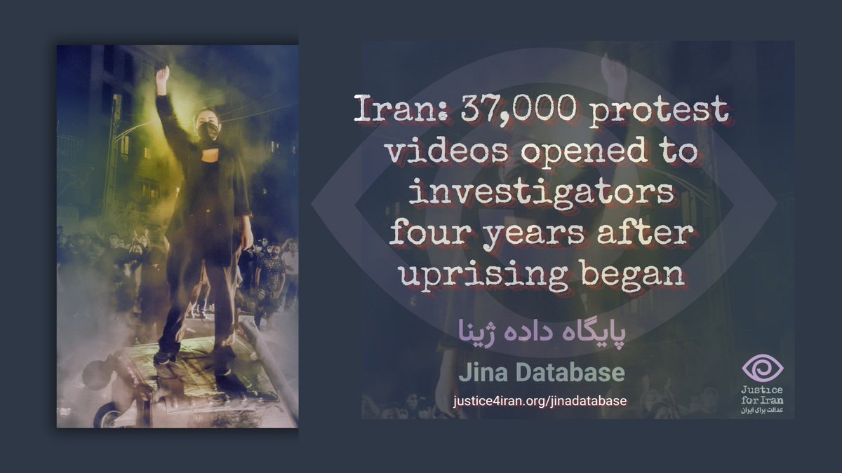 Justice4Iran's tweet photo. Four years since #WomanLifeFreedom began. 37,000 videos and photos from all 31 provinces.
Our Jina Database preserves evidence of Iran's crackdown, now open to prosecutors, lawyers and journalists.
The regime tried to erase it. We saved it.  

🔗Read more: https://t.co/1ucrKIWrcu

➡️Request access:  https://t.co/FVwBwK1zXj